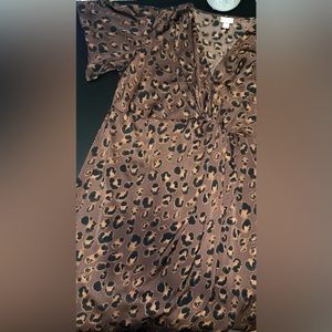 Ava & Viv Silky Feel Leopard Print Short sleeve Dress Size 2XL NWOT